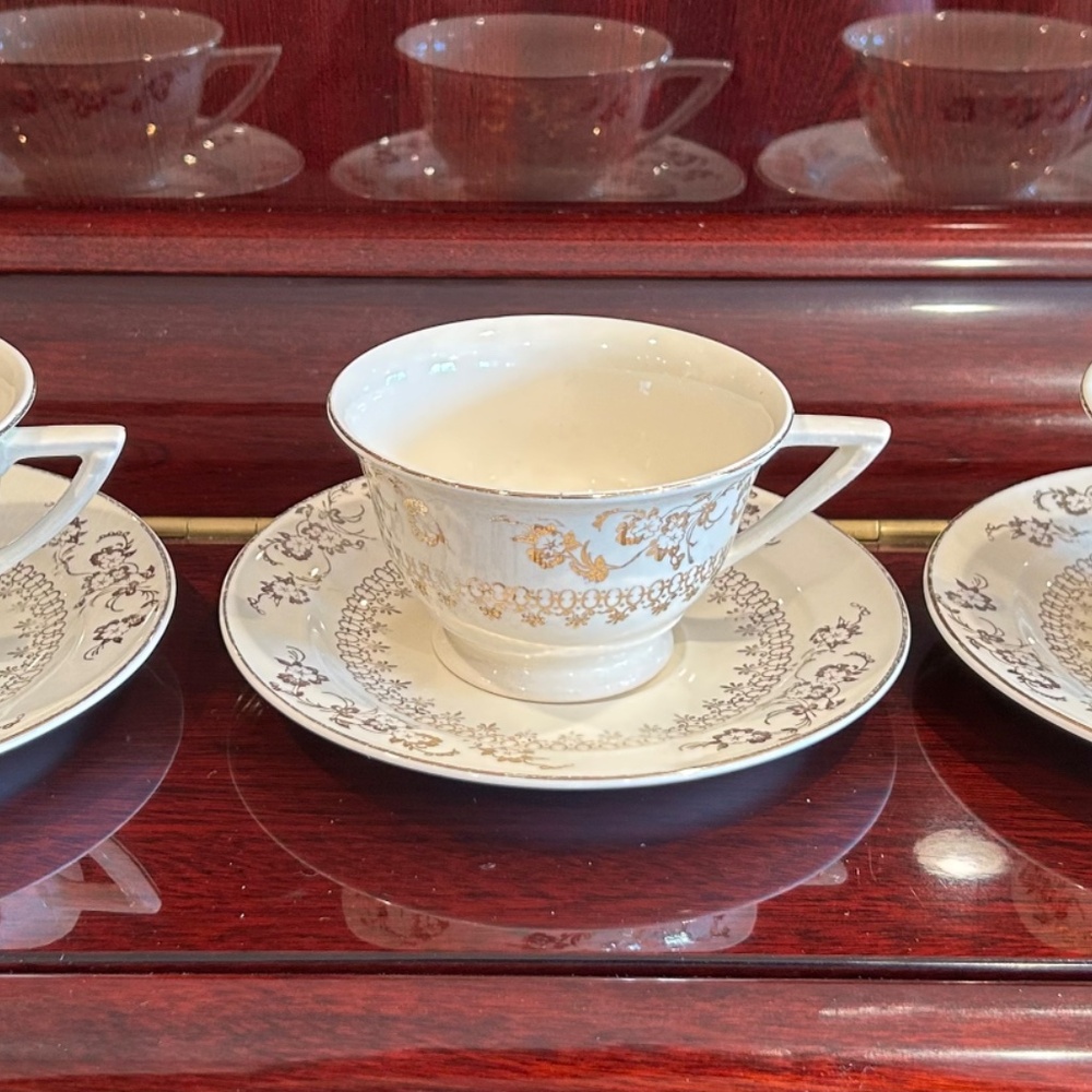 The Edwin M. Knowles Set of 3 Teacups and 3 Saucers